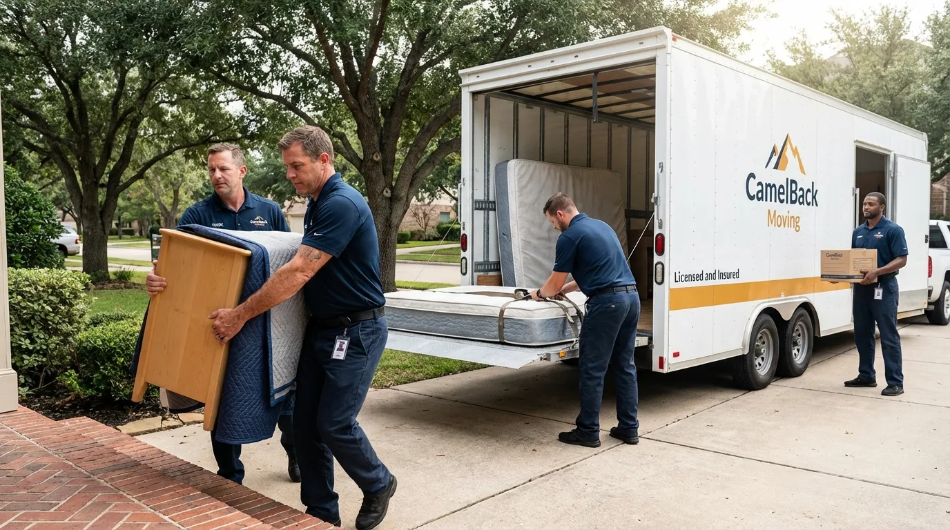 Crew loading residential truck for cross-state move from Douglasville, GA