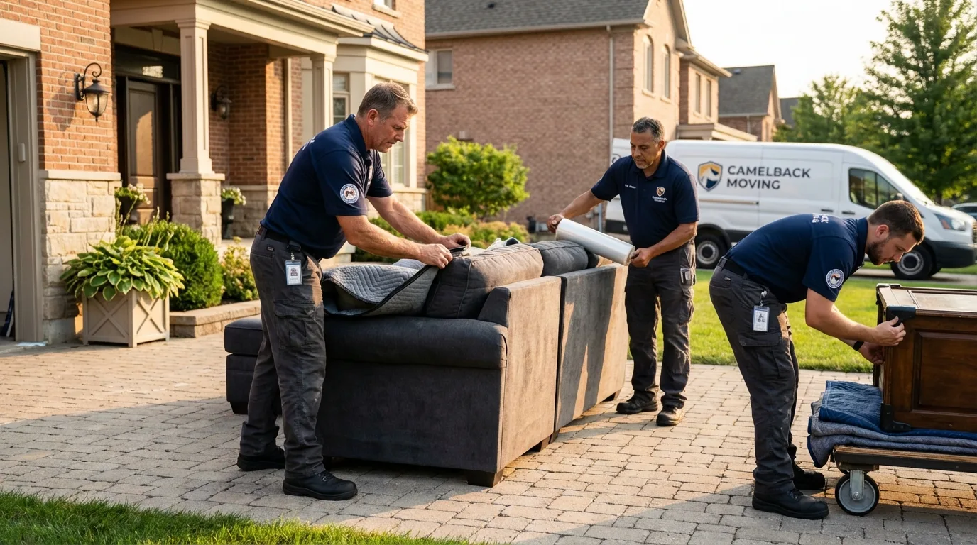 Large estate moving crew wrapping furniture in Douglasville, GA